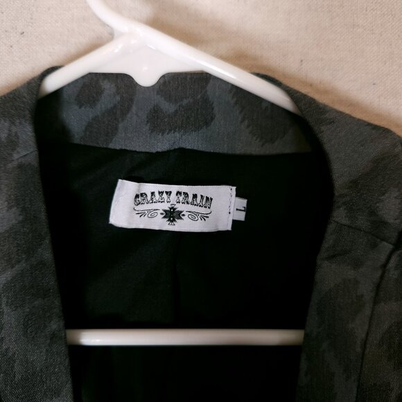 Crazy Train Gypsy Girl Blazer Womens Large Cheetah Print Western Rodeo FLAWS - Picture 3 of 15